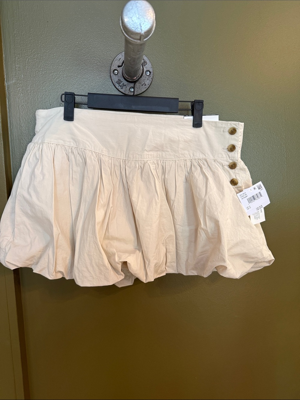 American Eagle Outfitters Cream Bubble Skirt with Side Buttons
